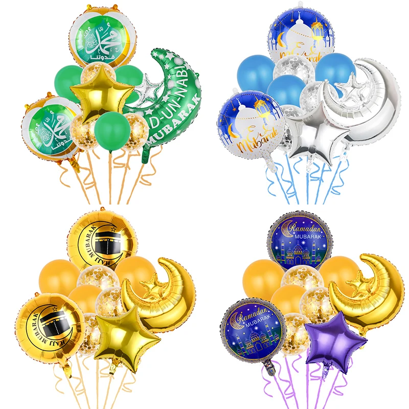 

10Pcs Eid Mubarak Balloon Moon Star Decoration Ramadan Kareem Gift Islamic Muslim Holiday Party Decor 2023