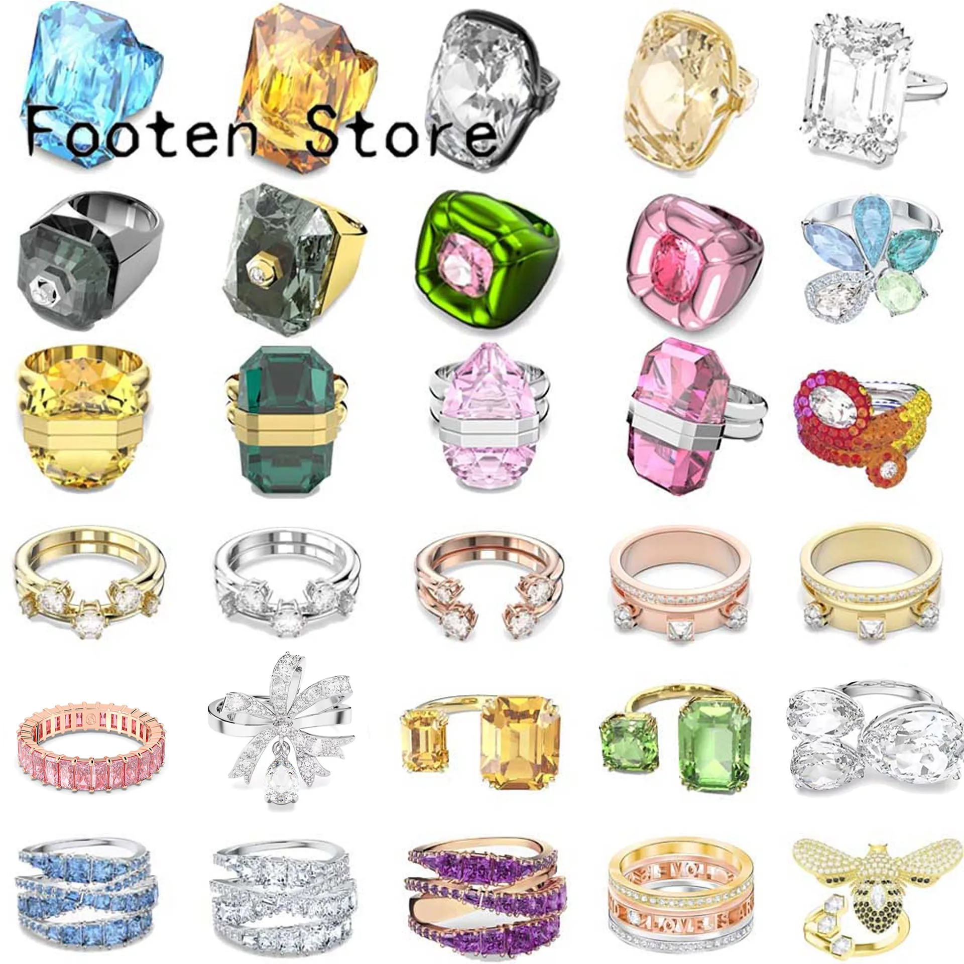 Original Swa Rings for Women Christmas Trendy Jewelry Austria Crystal Luxury Wedding Rings Romantic Gifts Dropshipping With Logo