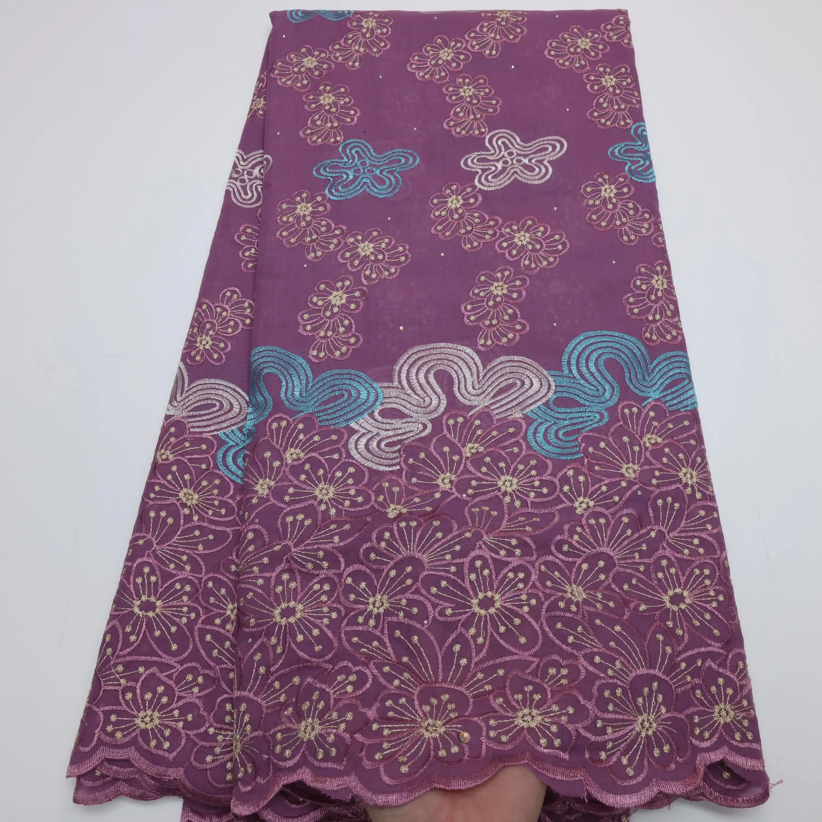 NI.AI 2022 Высокое качество африканская швейцарская вуаль кружевная ткань с камнями