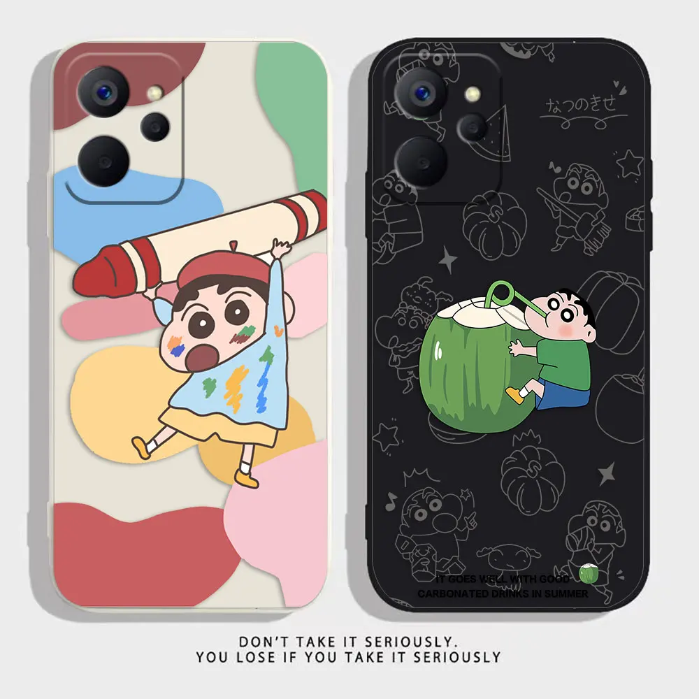 

Naughty C-Crayons Case For Realme 10 9 8 8I 7 7I 6 5 C15 C21 C21Y GT NEO 2 3 5 V11 V13 V15 V25 Colour Liquid Case Funda Shell