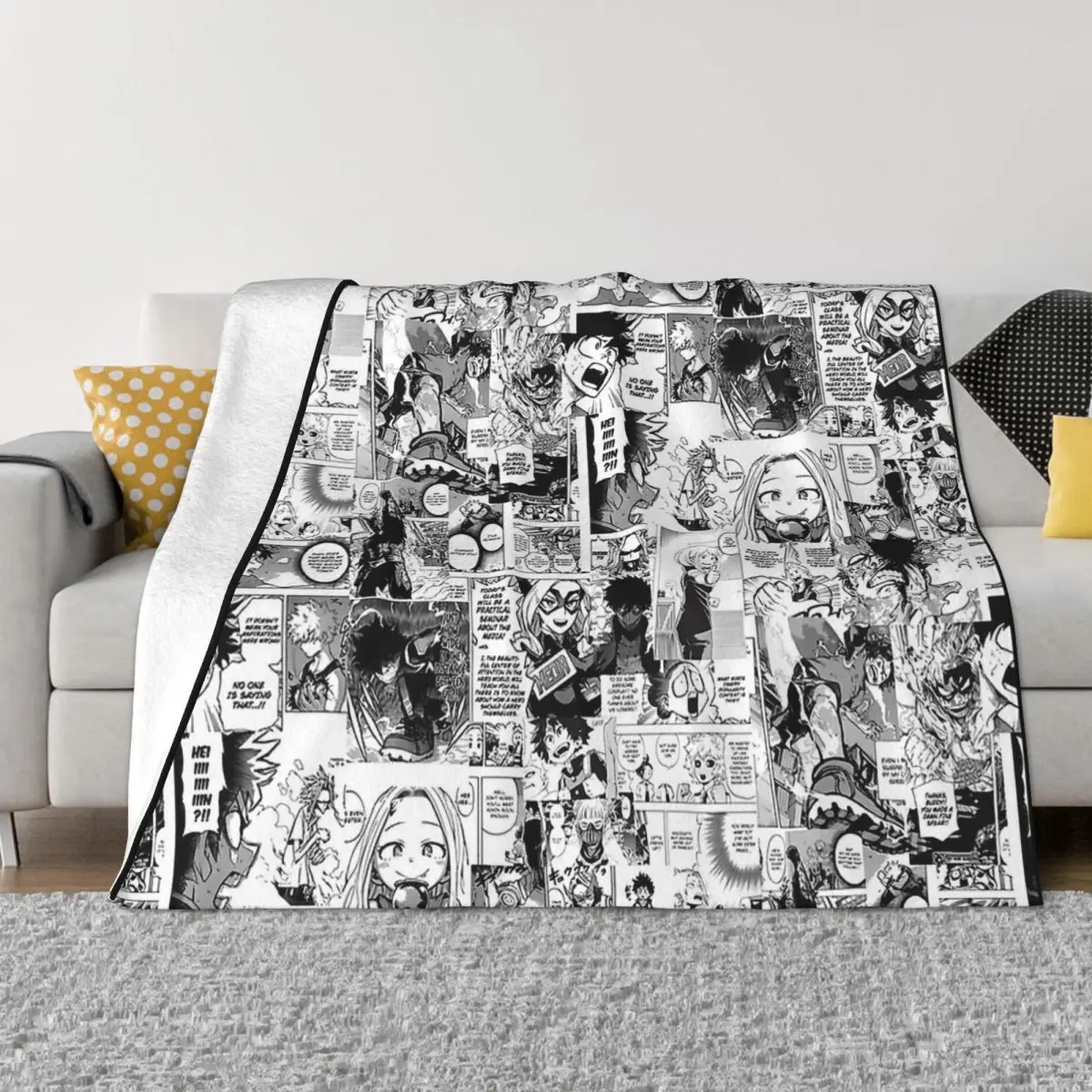 

My Hero Academia All Might Manga Breathable Super Warm Blanket Flannel Decoration Manga Essential Portable Home Bedspread