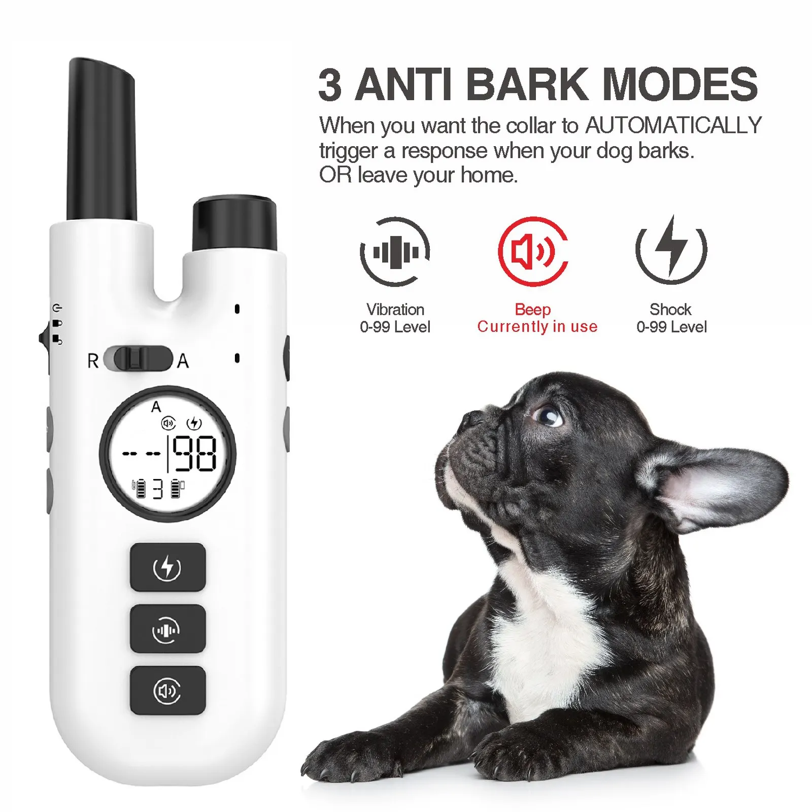 

800M Pet Dog Training Collar Intelligent Anti Bark Remote Control Trainer Waterproof LCD Screen with Vibration Beep Shock Collar