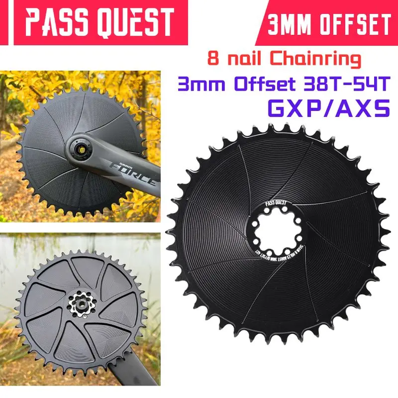 PASS QUEST 3mm Offset GXP 8 Nail Chainring 38T-54T Norrow Wi
