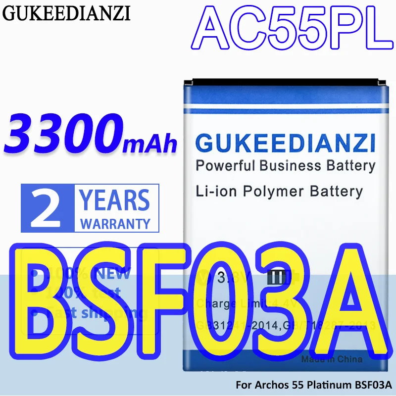 

High Capacity GUKEEDIANZI Battery AC55PL 3300mAh For Archos 55 Platinum BSF03A Batteries Phone Smart Replacement