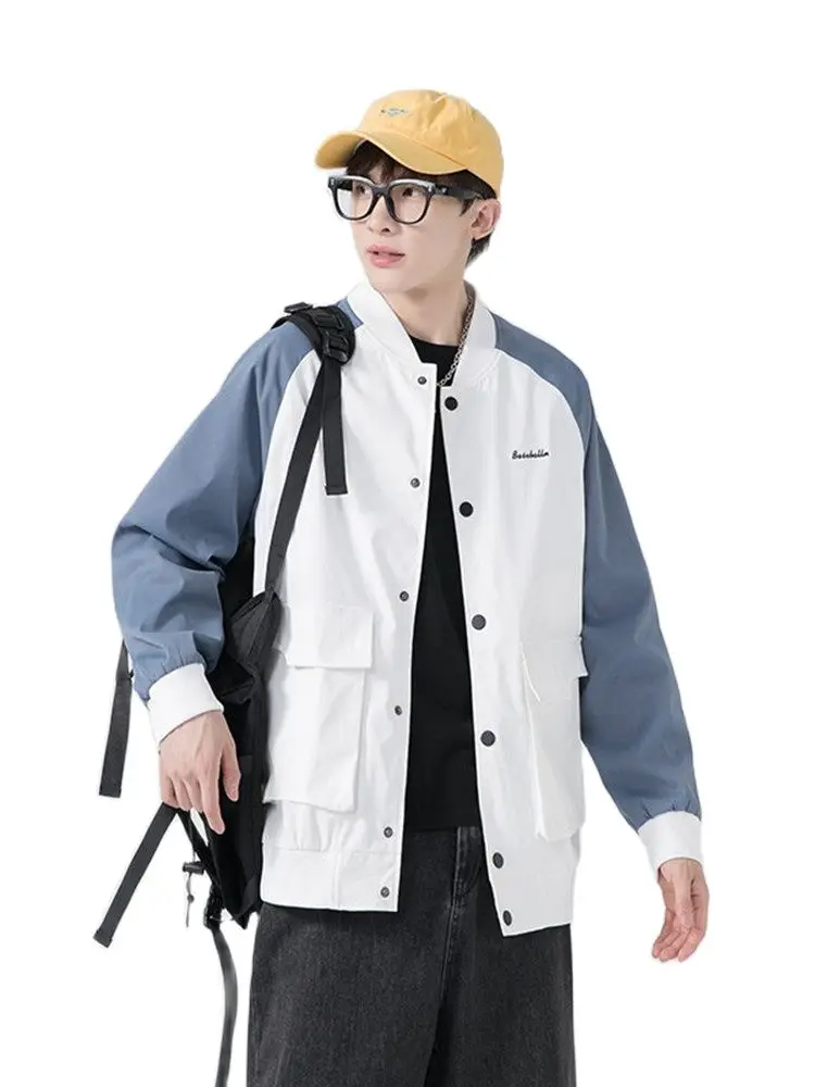 

Новое поступление, осенняя бейсбольная одежда, куртка-бомбер в стиле преппи для студентов и подростков с коротким рукавом и принтом, брендовая одежда