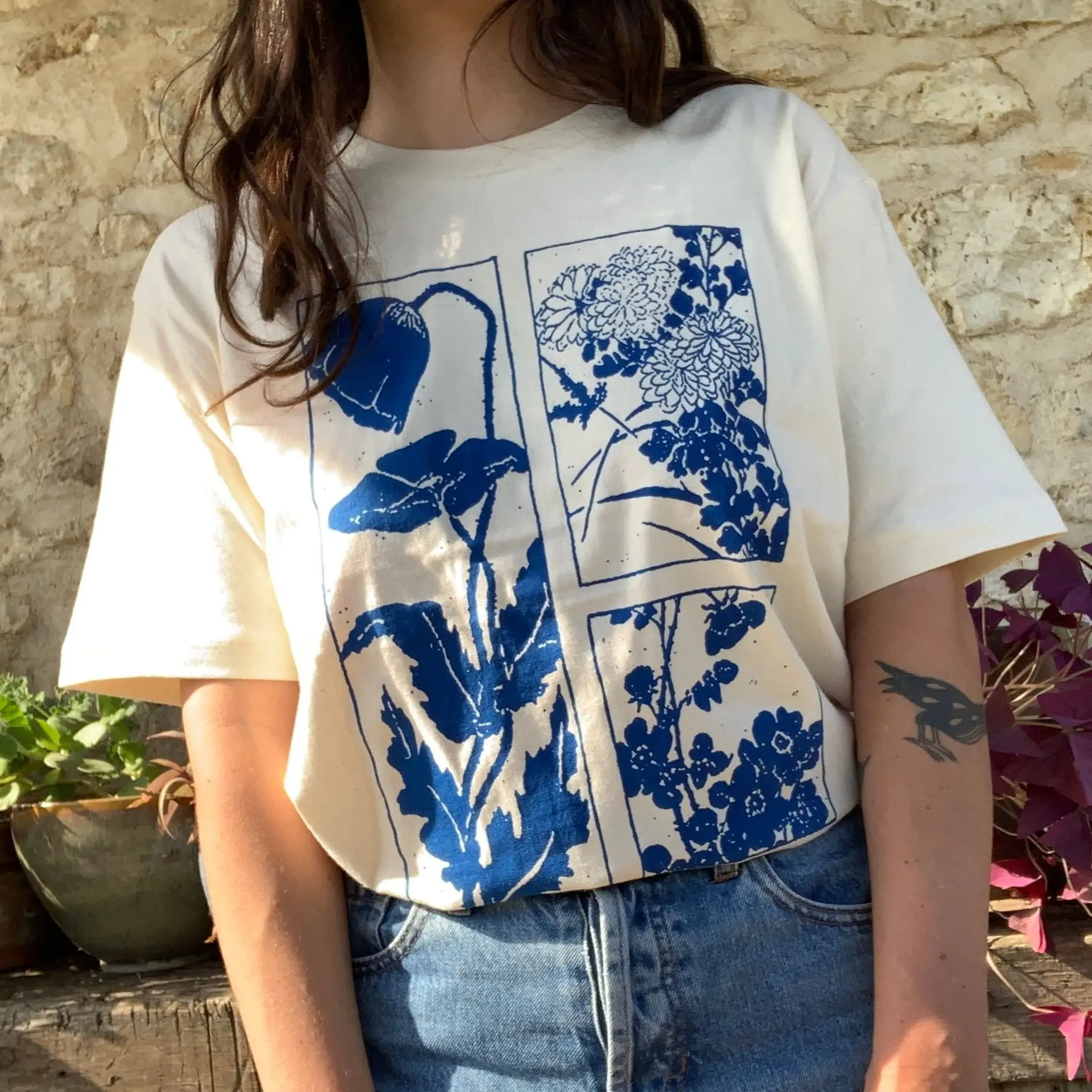 

Blue Flowers Loose Short Cotton Soft Basic T Shirt Women 2022 Summer New Oversized Casual Solid Tee Tops