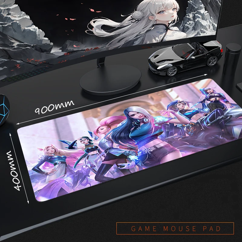 Коврик для мыши LOL KDA HD с принтом, компьютерный геймер, полная популярность, большие настольные коврики, коврик для клавиатуры с блокировкой по краям, спортивный коврик для клавиатуры, Прямая поставка