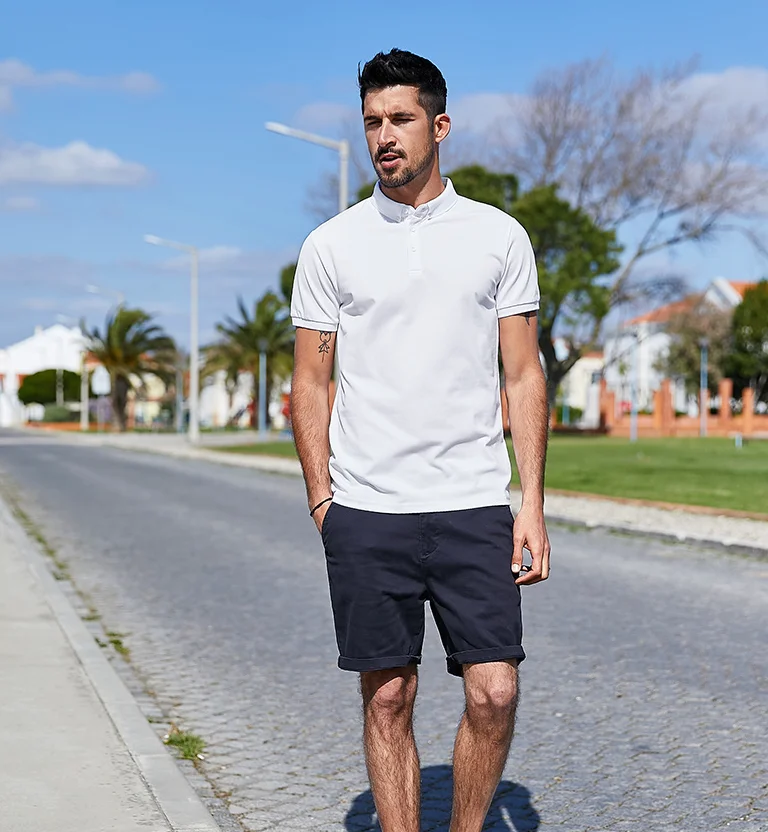 

Z9697 - Men's Polo Shirt Men's short sleeve solid Lapel Paul T-shirt.