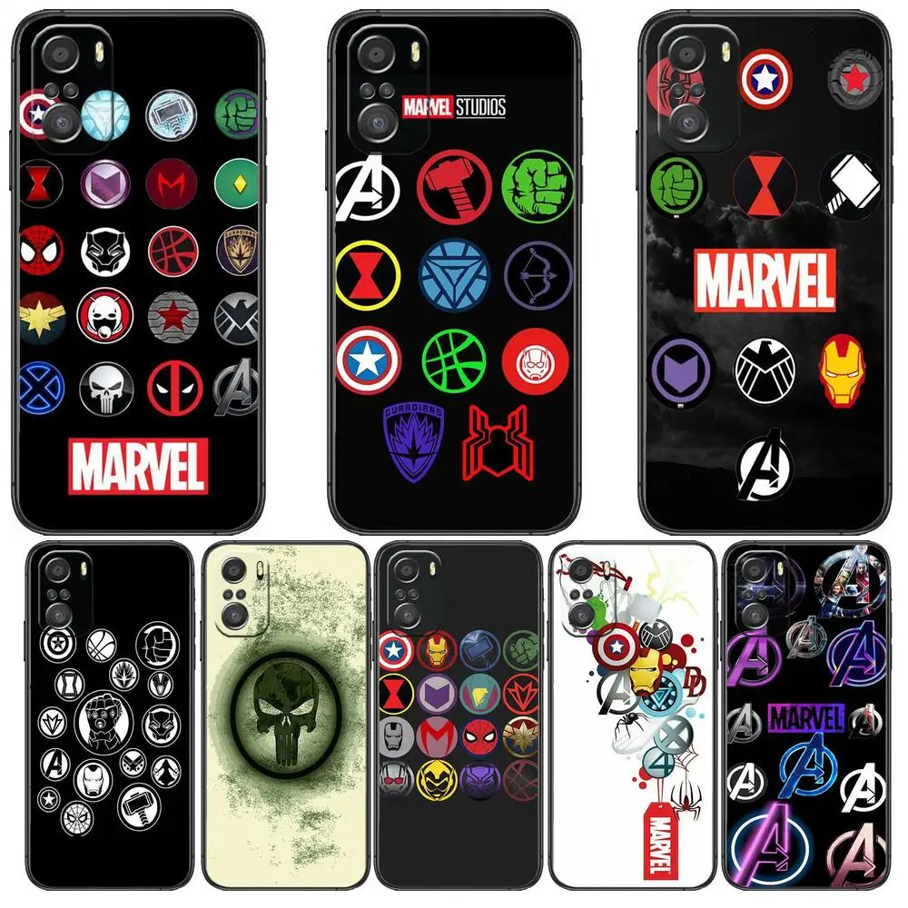 

Marvel hero Logo Phone Case For xiaomi mi 11 Lite pro Ultra 10s 9 8 MIX 4 FOLD 10T 5g Black Cover Silicone Back Prett