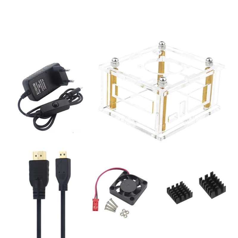 

Case Box forOrangePi 3 Transparent Acrylic Cover Case with Heatsink Pads