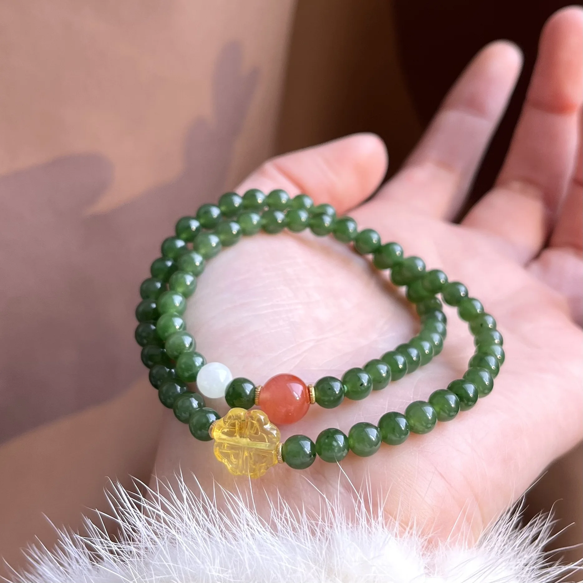 Женский двойной браслет из нефрита Ювелирное Украшение в китайском стиле с