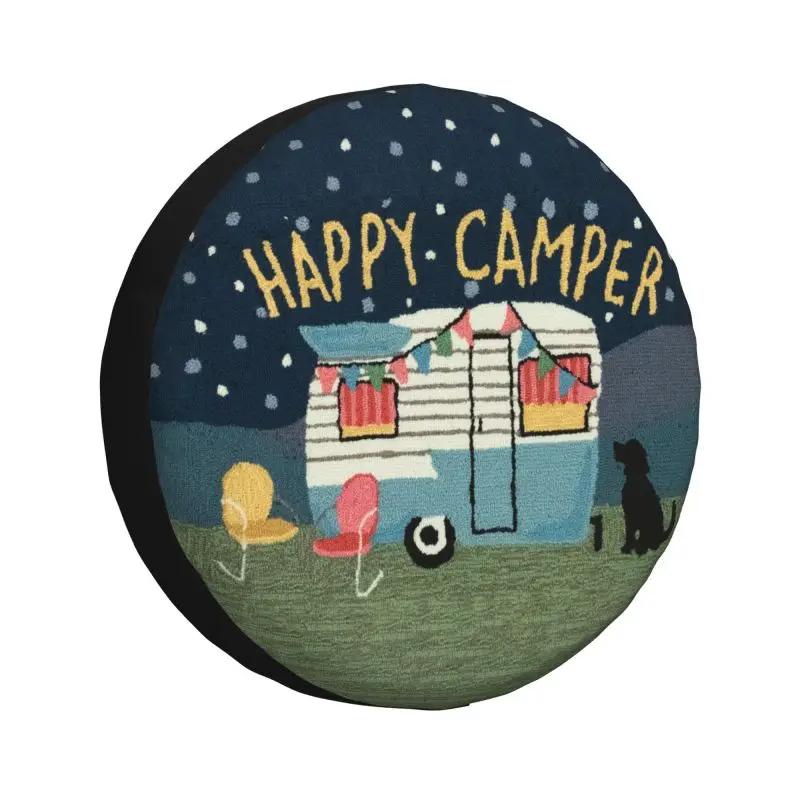 

Adventure Travel Happy Camper Spare Tire Cover for Jeep Hummer Camping SUV RV Trailer Car Wheel Protectors Accessories