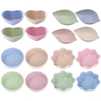 16pcs wheat straw pickles leaf heart round soybean dipping bowl condiment dish mustard dish tomato sauce bowl
