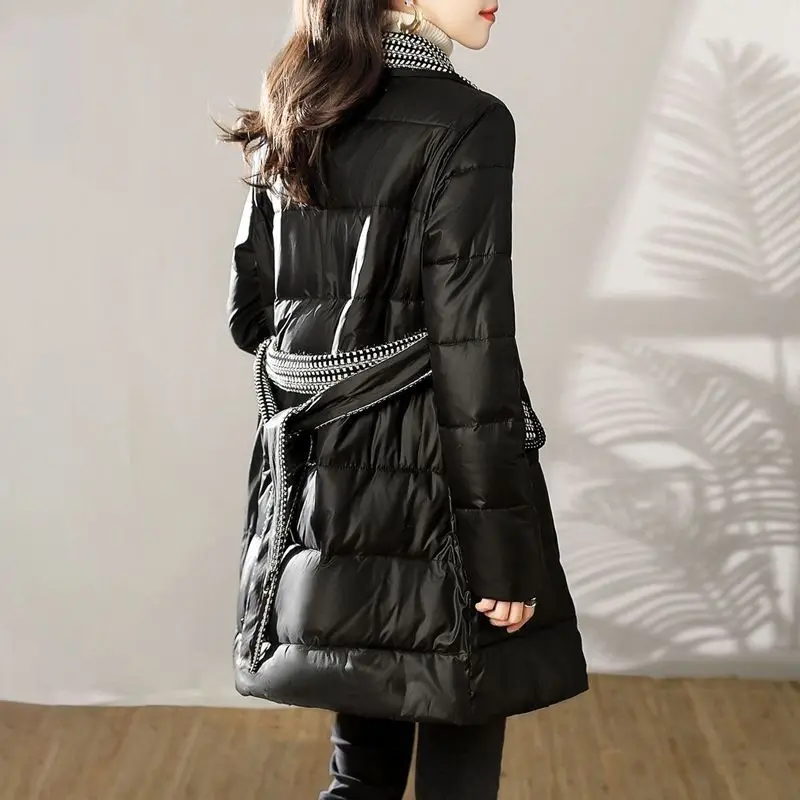 2022 winter new fashion Korean casual high-end mid-length patchwork cotton clothes  winter jacket women  coat  Thick （Winter)