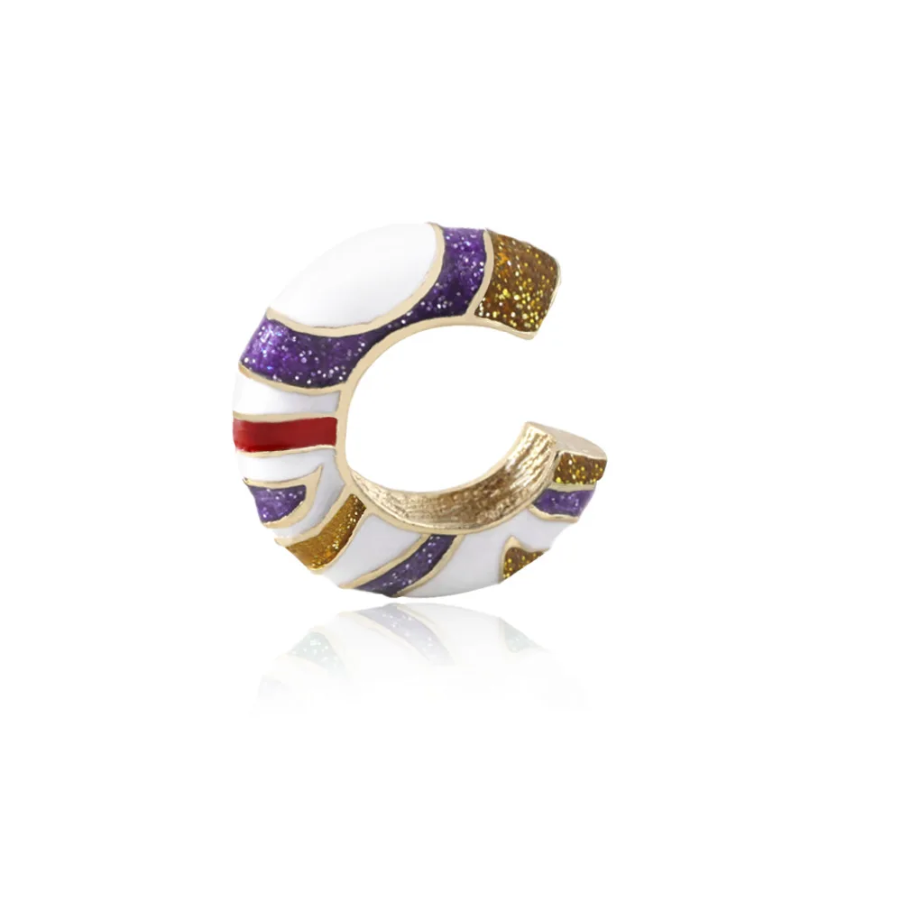 

Jewelry Blue Purple Enamel Cuff Earring New Design Gold Color C-shape Ear Clip Earrings For Women Without Piercing Druzy Earings