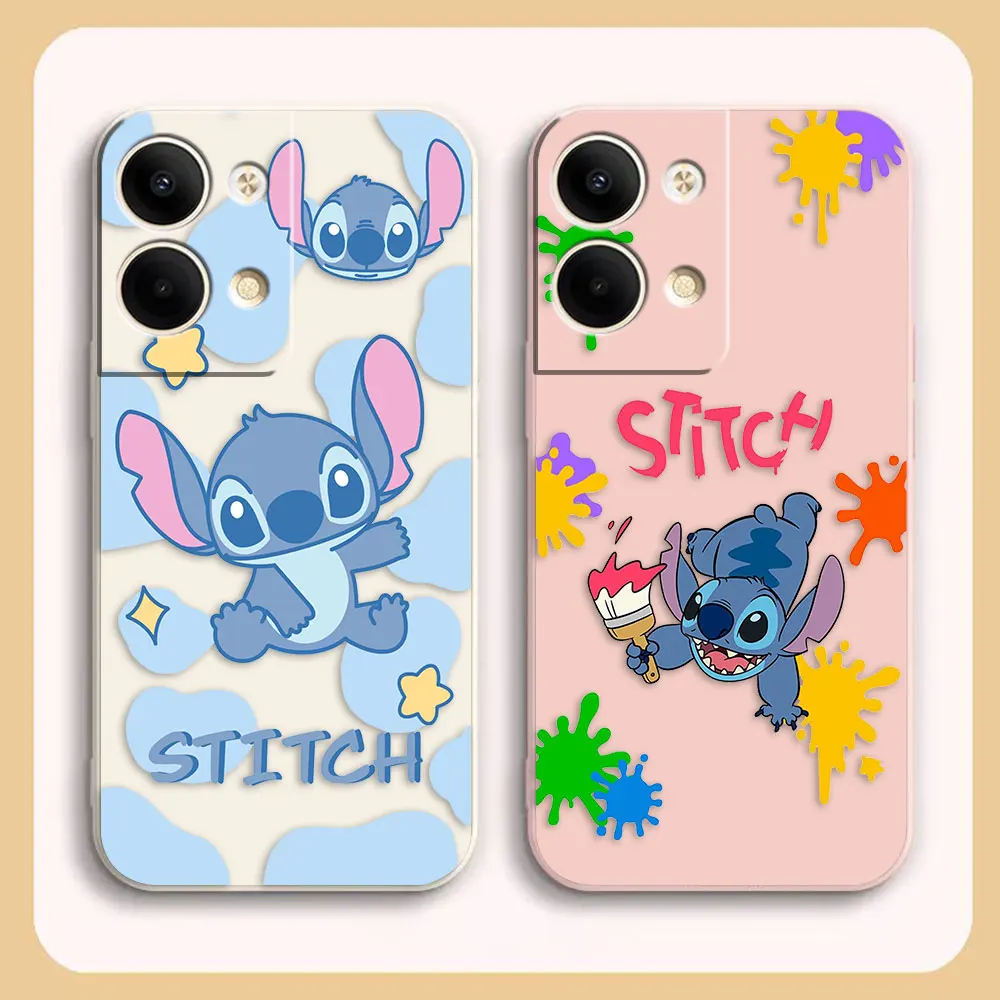 

Case For OPPO RENO 8 7 9 6 7SE 5 4 4SE 4 3 4G 5G PRO PLUS Colour Simple Liquid Silicone Case Cute Lilo & Stitch