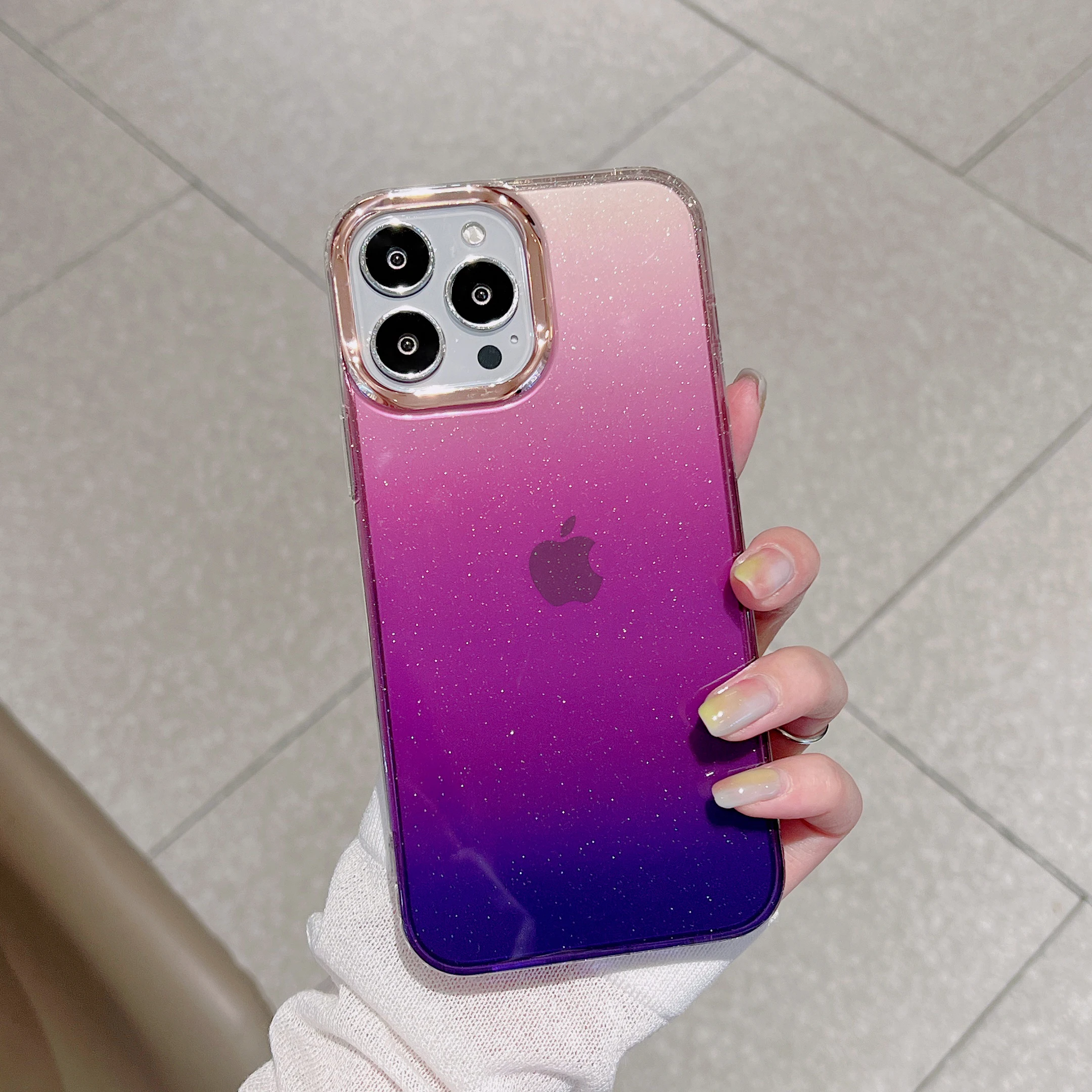 

Originality Bicolor Gradient Transparent Glitte Phone Case For iPhone 11 12 13 14 Pro Max 14 Plus Drop Resistant Back Cover