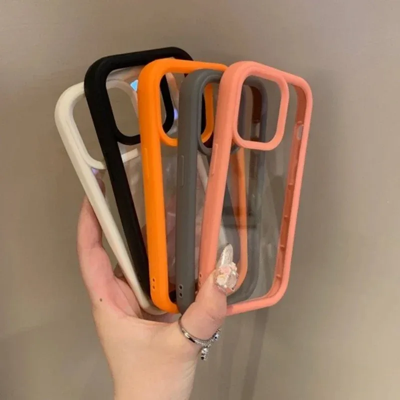 Luxury Transparent Candy Phone Case For iPhone 16 Pro Max 11 12 13 14 15 Cases Shockproof Clear Bumper Cover Funda Shell