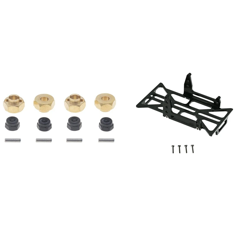 

2 Set RC Car Part: 1 Set Brass Wheel Hex Hubs Wheel Lock Nuts & 1 Set Car Metal Battery Tray Holder Bracket Frame