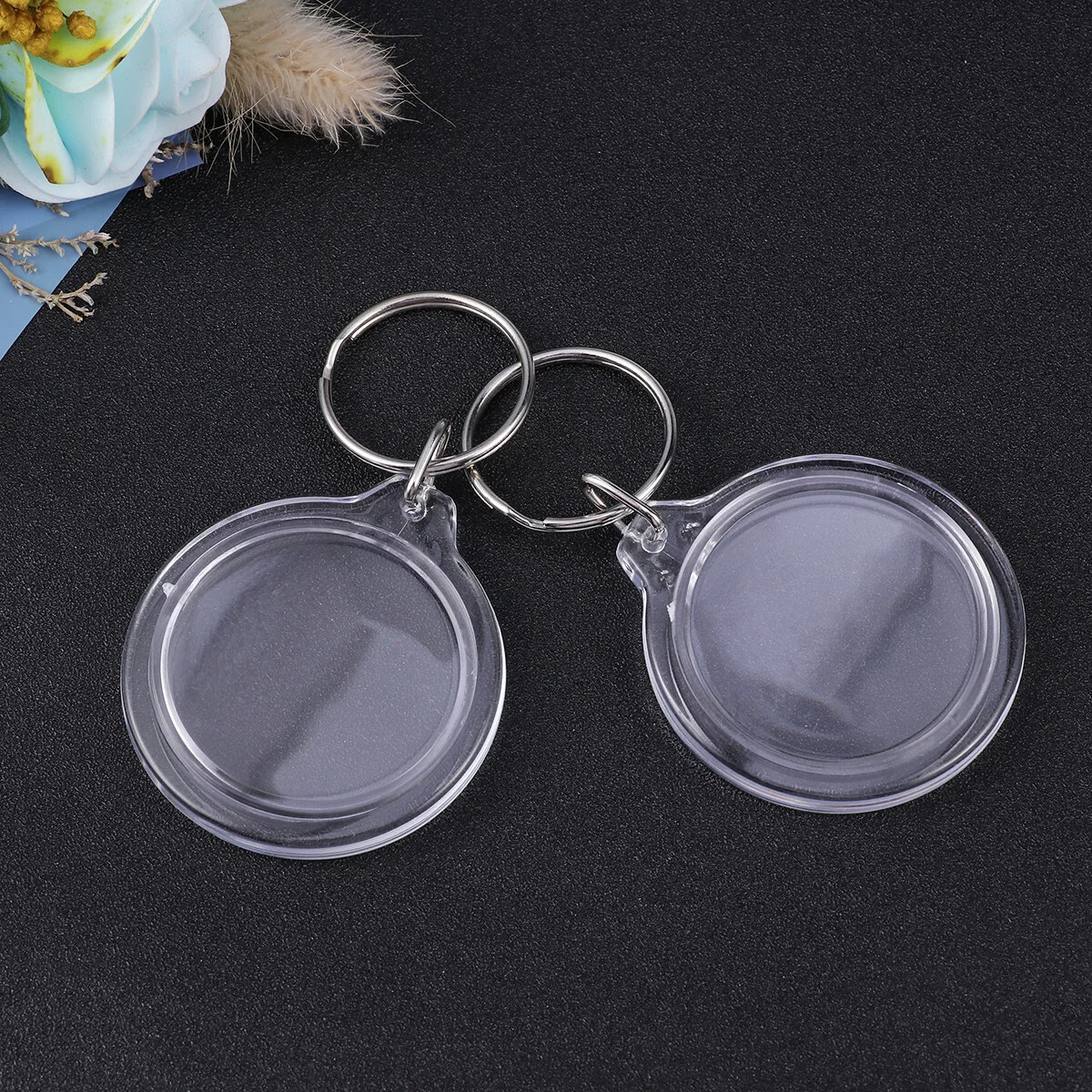 

Key Chain Circular Photo Frame Keyring Holder Transparent Blank Insert Keychain DIY Split Round Picture