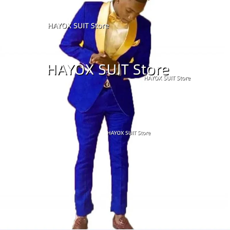 Men's Suits 2 Piece Shawl Collar Single Breasted Wedding Party Ball Conjuntos De Blazer (Jacket + Pants) Tuxedo