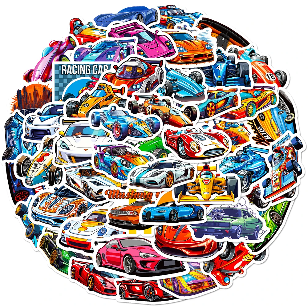 

10/30/50PCS Cool Cartoon Racing Car Graffiti Stickers DIY Phone Snowboard Luggage Guitar Classic Toy Funny Decal Sticker for Kid