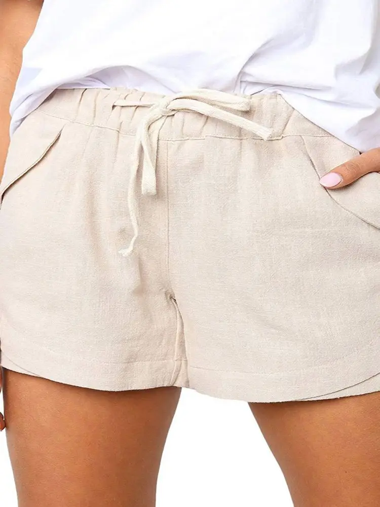 Брюки женские короткие на завязке повседневные однотонные домашние штаны с