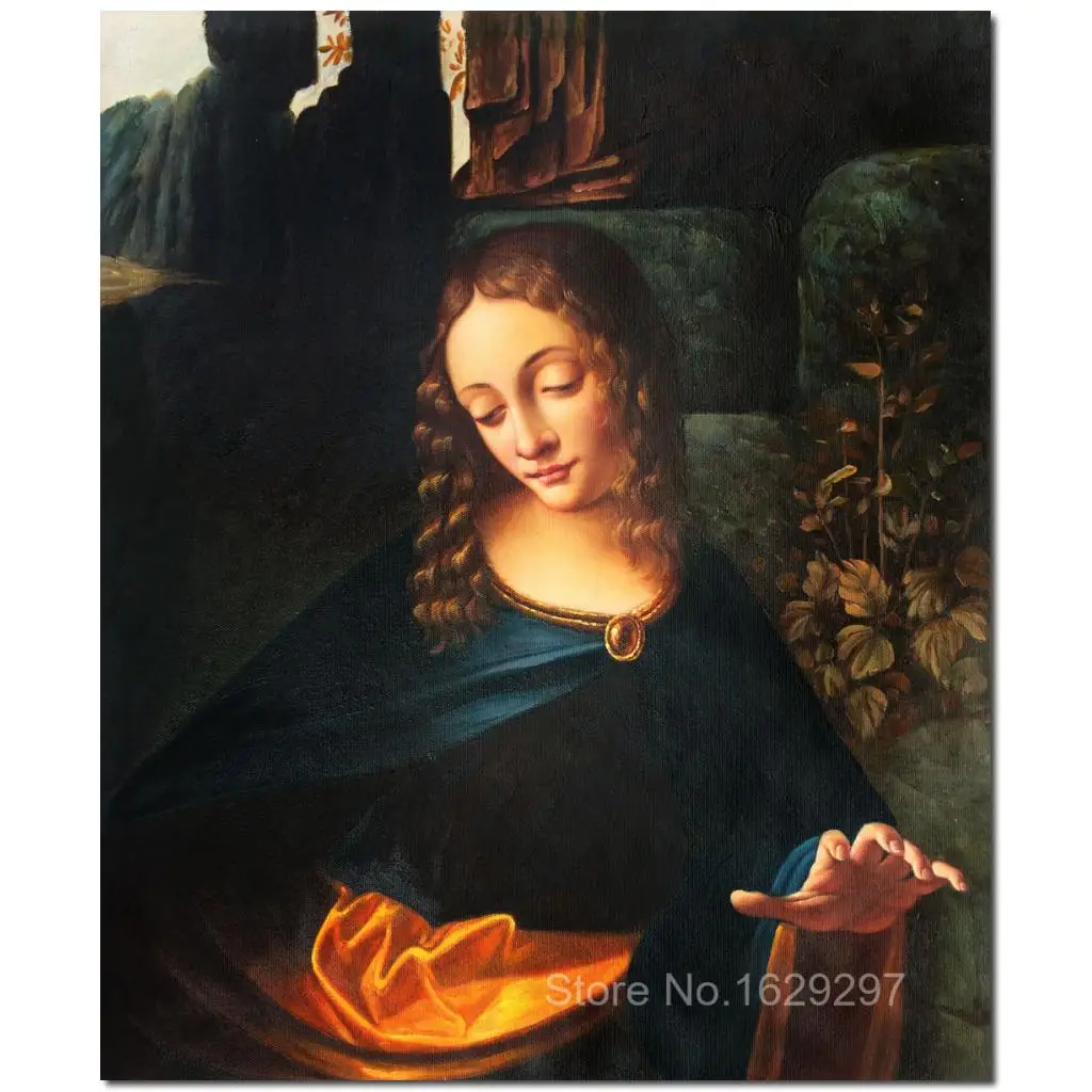 Картина маслом Дева камней Леонардо да Винчи ручная роспись на холсте без рамки