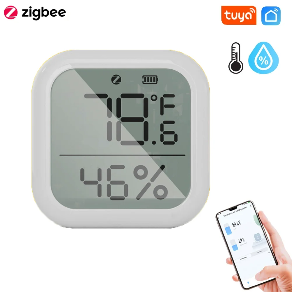 

Умный гигрометр Tuya ZigBee, домашний прибор с датчиком температуры и влажности, с цифровым ЖК-дисплеем, дистанционным управлением