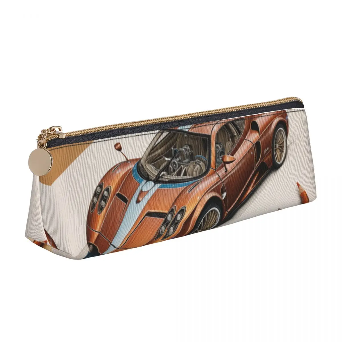 

Speed Sports Car Leather Pencil Case Cartoon Pencil Art Elementary School Pencil Box Fashion Large Triangle Pen Organizer