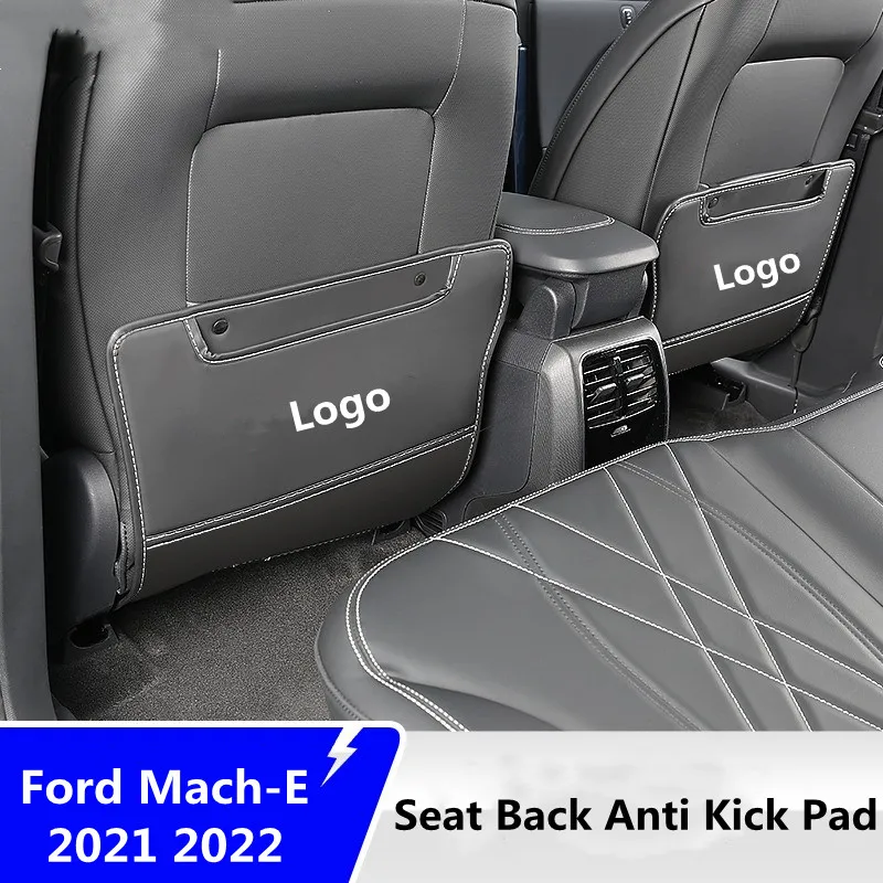 

PU Leather Car Anti Kick Pad Seat BackProtector For Ford Mustang Mach-E 2021 2022 Black Anti Dirt Car Seat Pads with Storage Bag