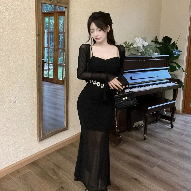 Эстетическая сексуальная сетчатая юбка Pure Desire комплект из 2 предметов длинная