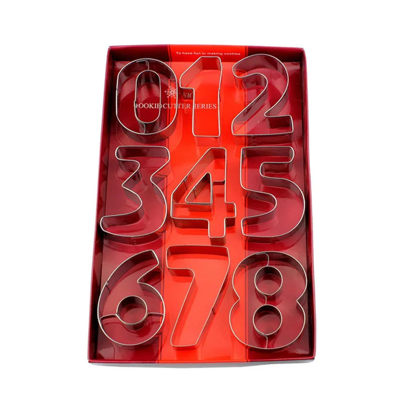 

Large Number Cookie Cutter Set 0 to 9 Stainless Steel Biscuit Fondant Baking Mold Cake Decorating Tools