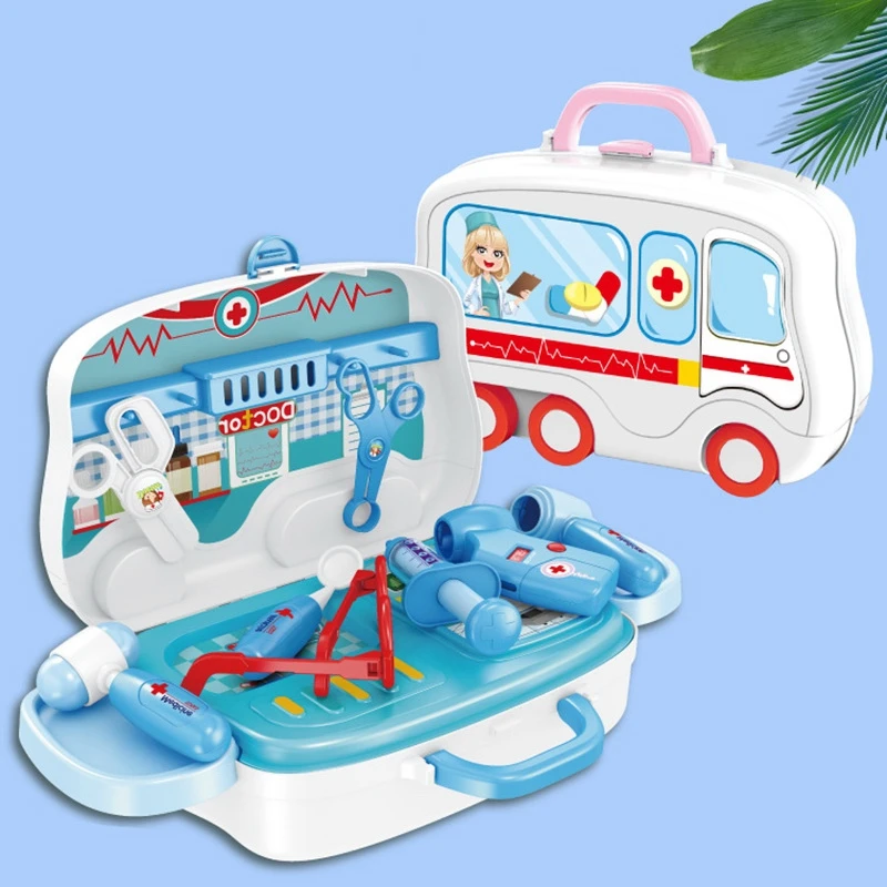 

Kids Pretend Play Simulation Toys With Suitcase Children Role Playset Bus Toys