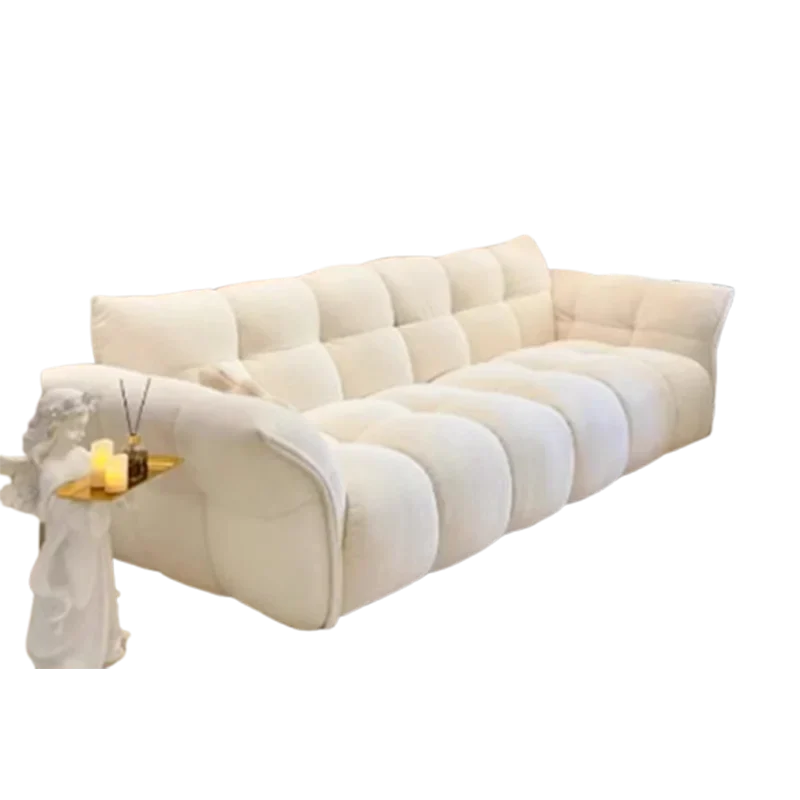 French Simple Lazy Sofa Recliner Beige Minimalist Velvet Sleeper Fluffy White Retro Fauteuil Salon Maison Furniture