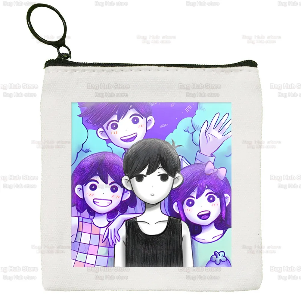 Omori Game Anime Funny Canvas Coin Purse Coin Purse Collection Canvas Bag Small Wallet Zipper Key Bag Hand Gift