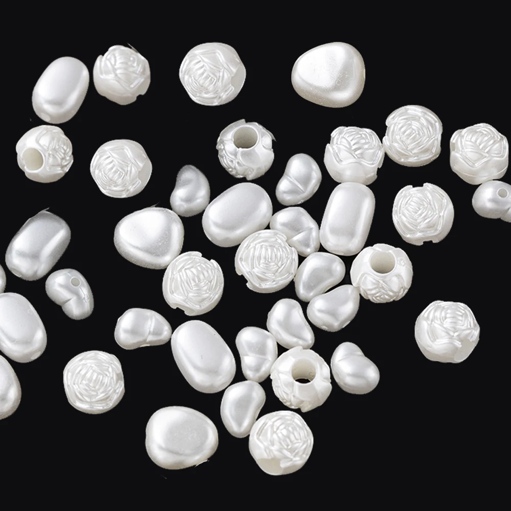 50 шт. бусины из АБС-пластика с искусственным жемчугом