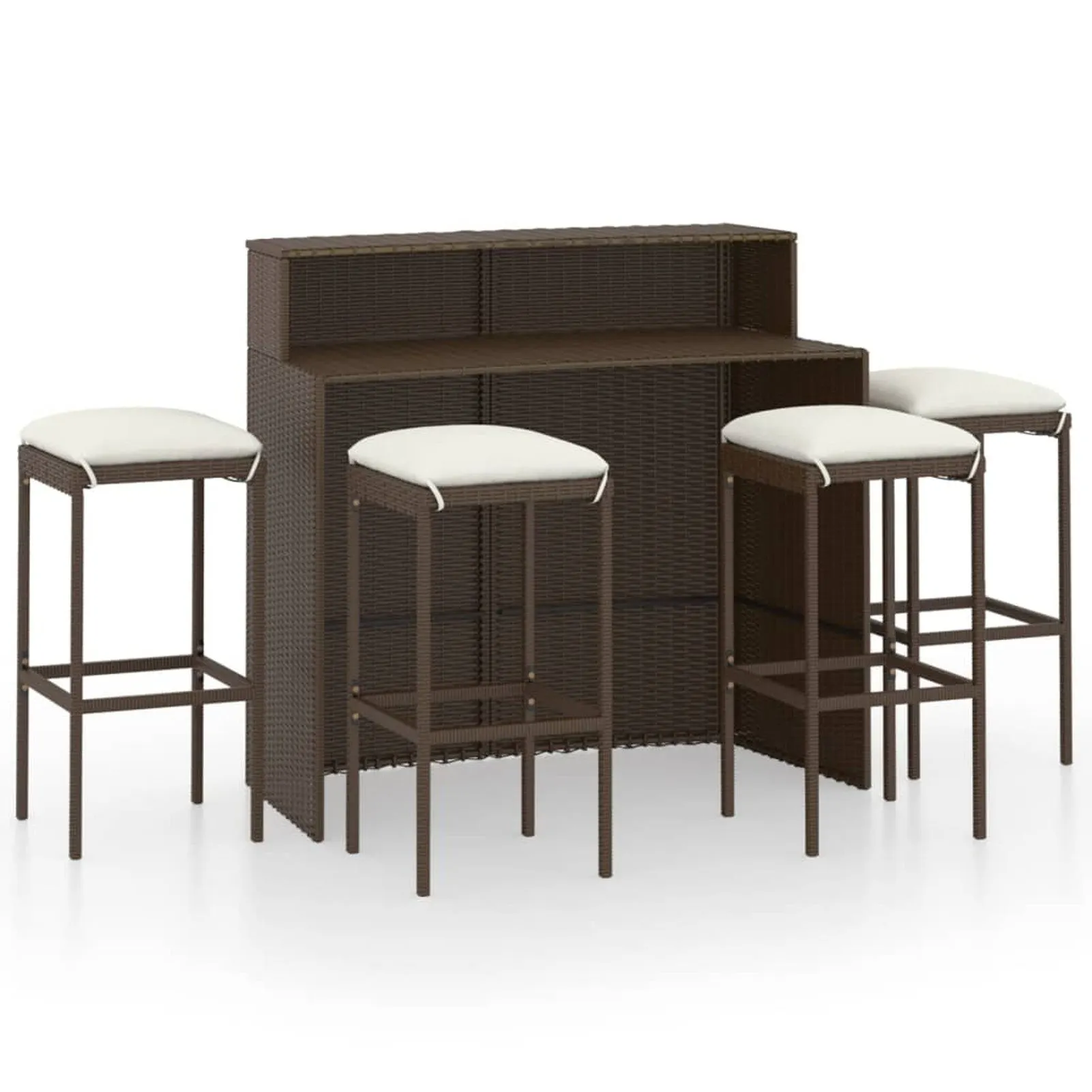 

5 Piece Garden Bar Set with Cushions Brown