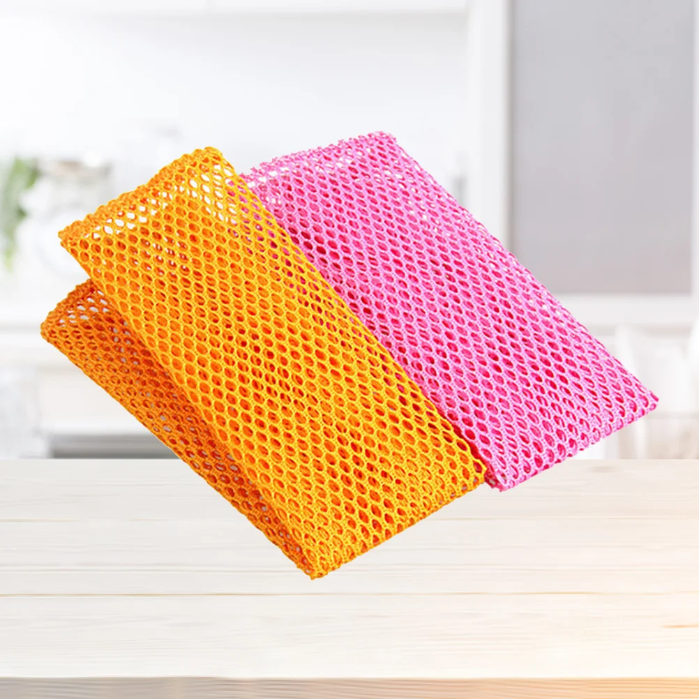

6PCS Mesh Non-stick Oil Dish Cloth Cleaning Cloth Rapid Dry Scourer Mesh Washing Cloths Kitchen Cleaning Cloths (Mixed Color)