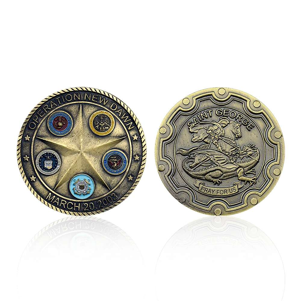 Монета «Управление новым рассветом» в стиле ретро, медаль 20,2003 года, монета в стиле Сент-Джордж меди, коллекционные предметы, художественные украшения