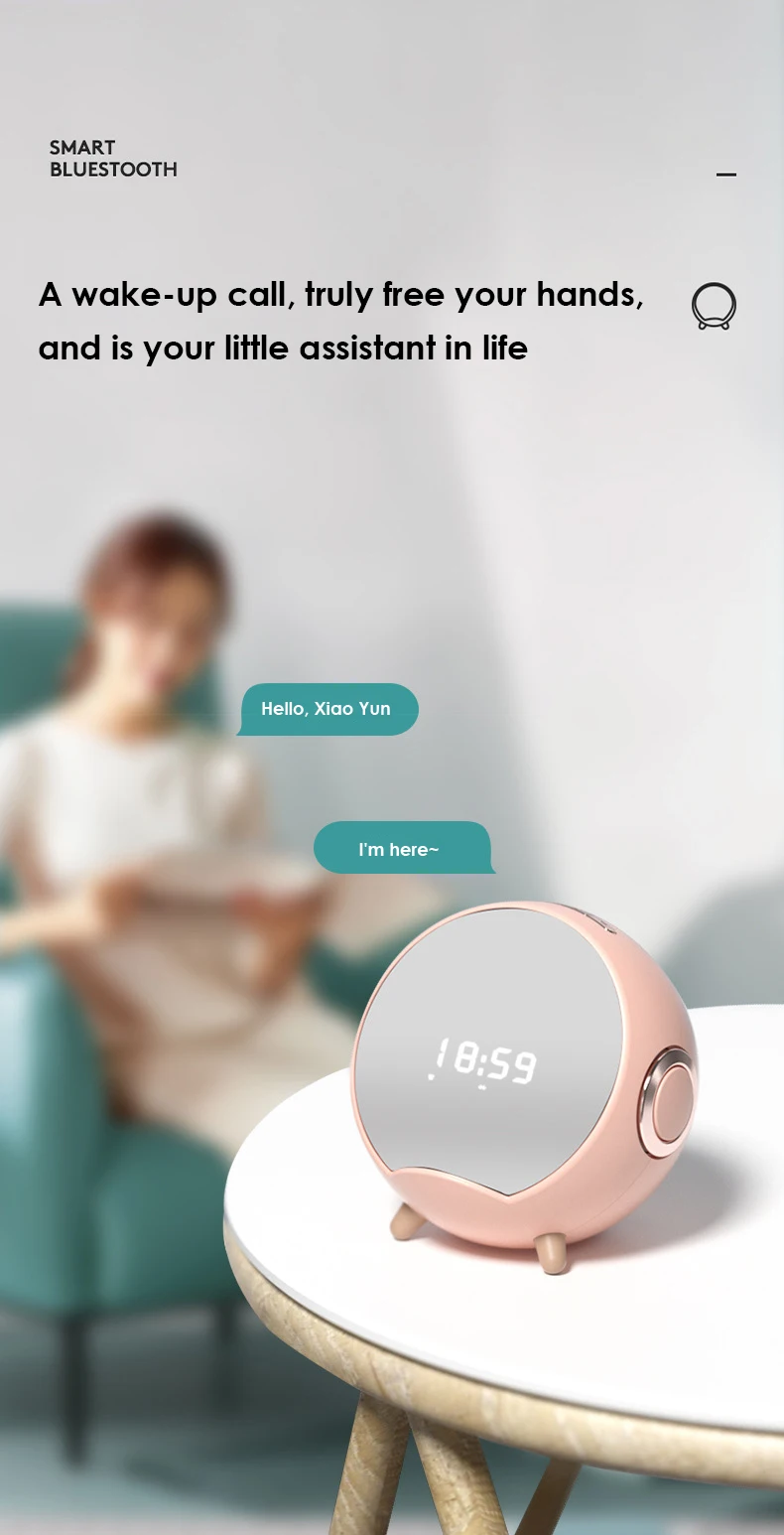 

Bluetooth Speaker Clock Display Ai Voice Dialogue Loudspeaker 4000mah Mobile Phone Holder Smart Home Small Audio Alarm Clock