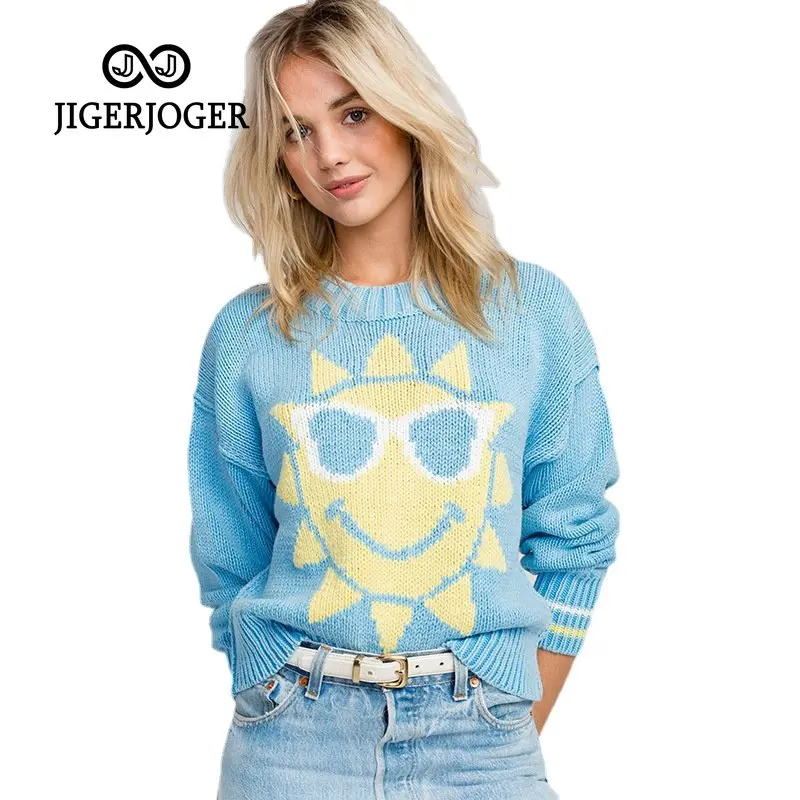 

Пуловер женский винтажный, короткий топ, свитер с круглым вырезом в стиле ретро, пуловер с подсолнухами, вязаная одежда в стиле панк, Осень-з...