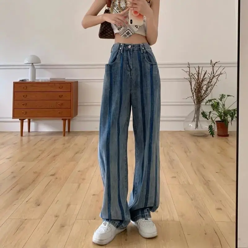 

New Fashion High Waist Jeans Women Chic Ankle-length Wide Leg Denim Pants Female Harajuku Y2K Streetwear Straight Trousers L177