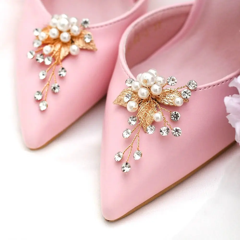 

1 пара Стразы, жемчужные рандовые Свадебные украшения для обуви, Очаровательная Пряжка, блестящие декоративные зажимы, зажим для обуви