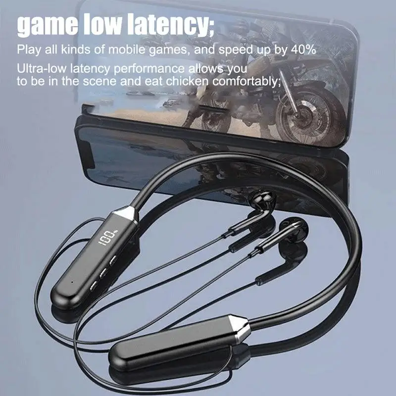 

Wireless Bluetooth-compatible 5.2 Headset Hanging Neck Sweat-proof Music Sports Game Earphone For Android Universal Smartphones