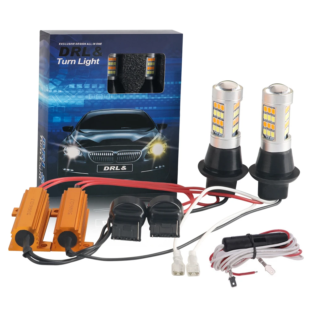 

1Set 1156 P21W BA15S BAU15S PY21W 7440 W21W WY21W T20 2835 42SMD Amber White Switchback LED Bulbs S25 DRL Turn Signal Light 12V