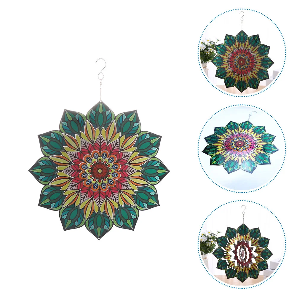 

Wind Garden Chime Metalhanging Yardpinwheel Decor Sculpture Outdoor 3D Mandala Catcher Stainless Steel Sculptures Patio Flower