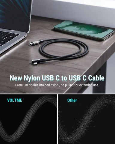 VOLTME 100 Вт USB C to Type C Кабель для быстрой зарядки USB-кабель для передачи данных угол 90 градусов Провод для зарядки для iPhone 15 Samsung