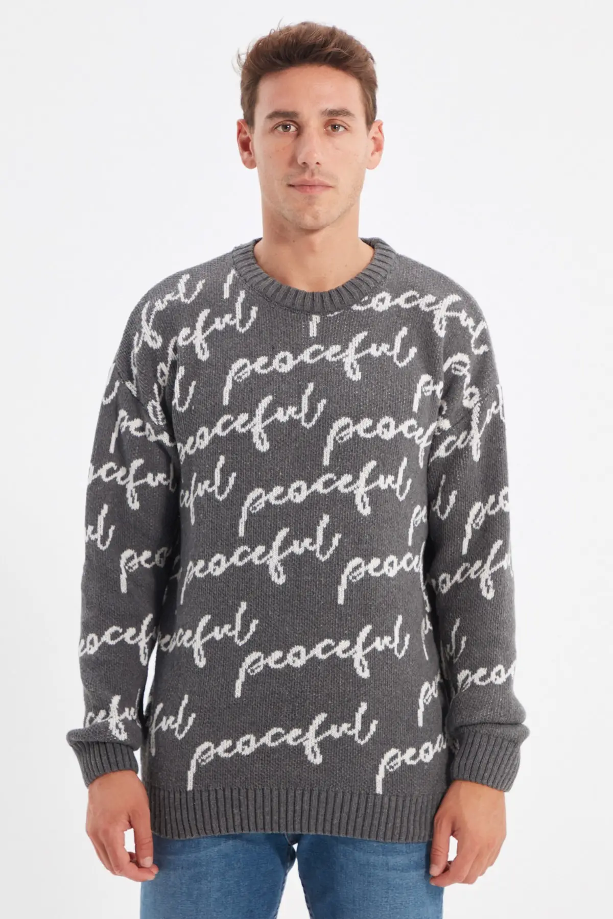 

Trendyol Male Bicycle Neck Oversize Post Detailed Sweater TMNAW22KZ1298