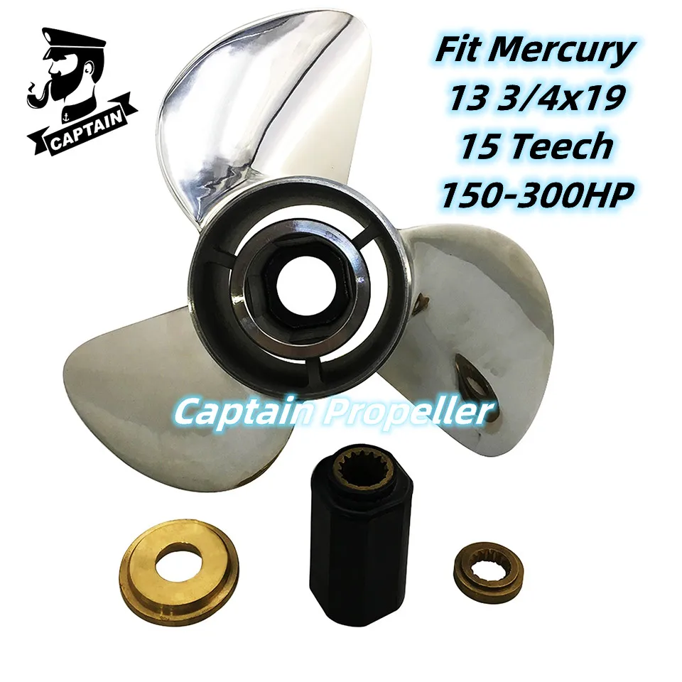 

Captain Boat Propeller 13 3/4x19 Fit Mercury Outboard Engine 90 115 135 175 220 225HP Stainless Steel 3 Blade 15 Tooth Spline LH